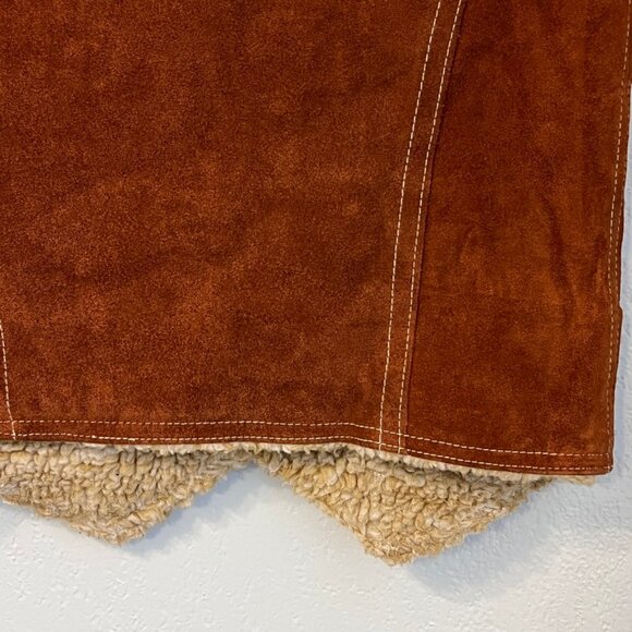 Vintage Grais 70s Sueded Shearling Style Western Leather Vest Small - Picture 11 of 15